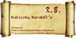 Kubiczky Barabás névjegykártya